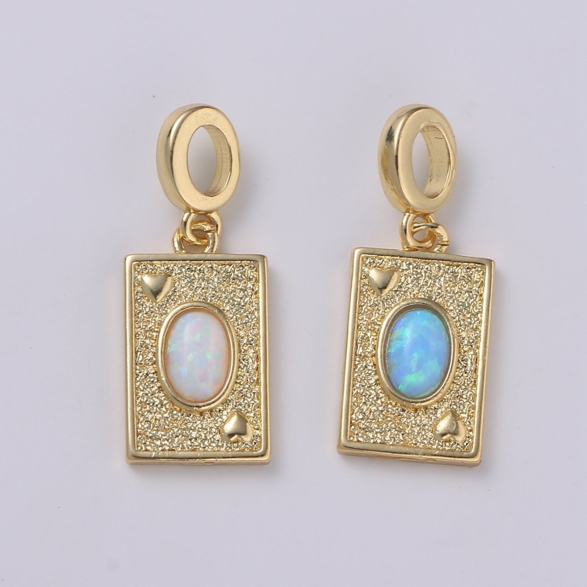 Opal Ace of Hearts Playing Card Pendant, 14K Gold-Filled