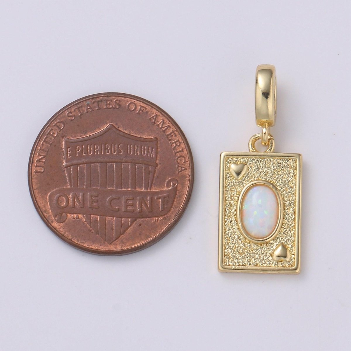 Opal Ace of Hearts Playing Card Pendant, 14K Gold-Filled