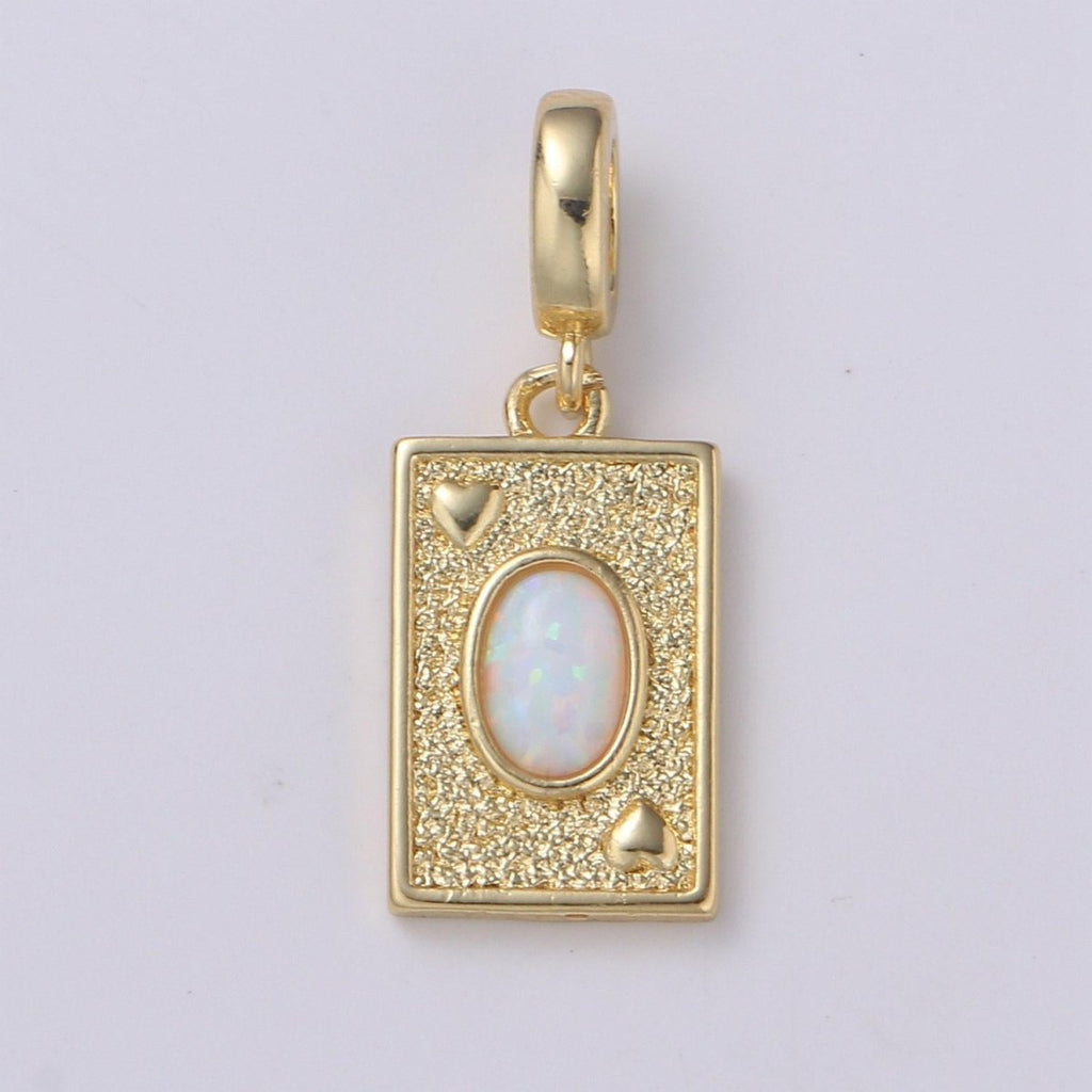 Opal Ace of Hearts Playing Card Pendant, 14K Gold-Filled
