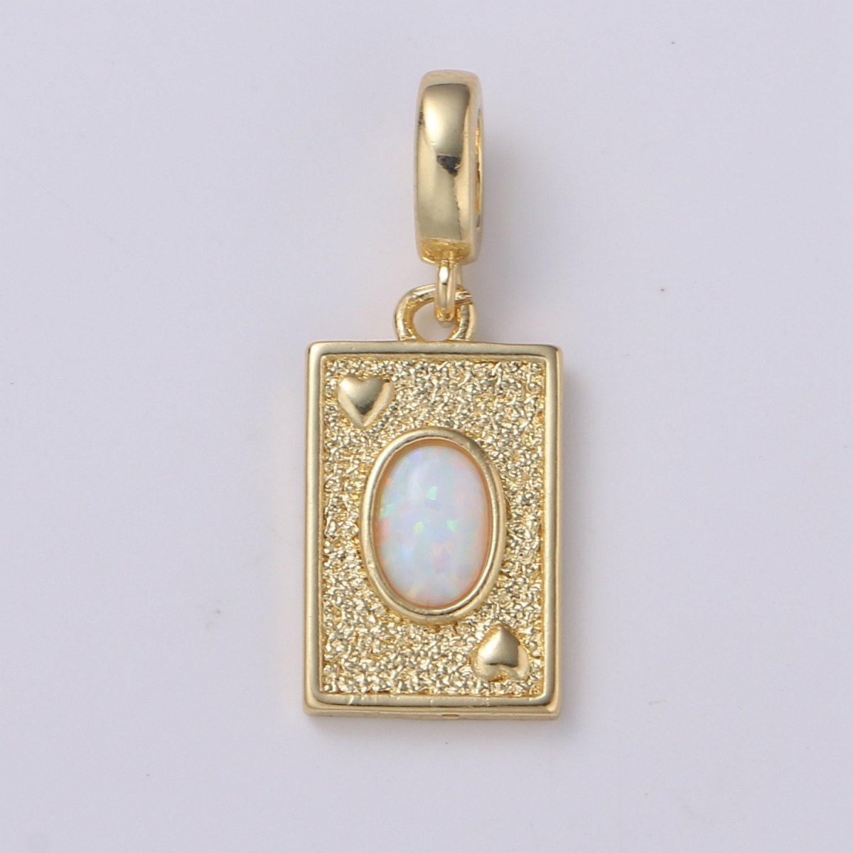 Opal Ace of Hearts Playing Card Pendant, 14K Gold-Filled