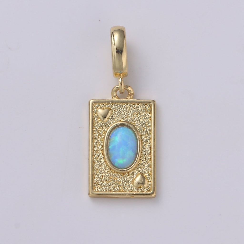 Opal Ace of Hearts Playing Card Pendant, 14K Gold-Filled