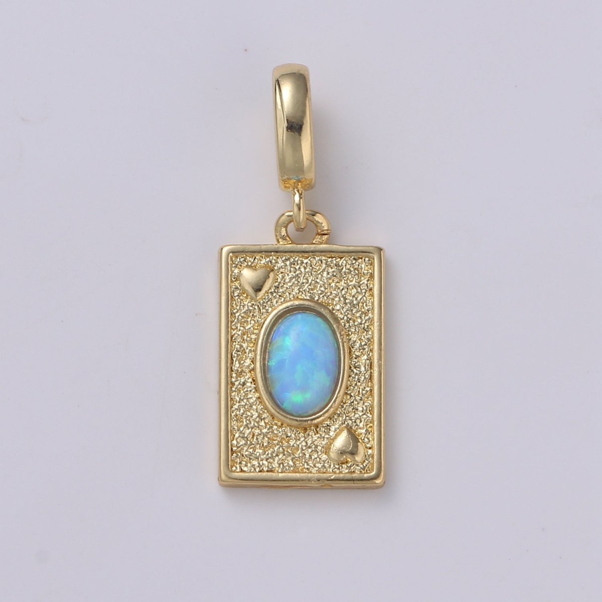 Opal Ace of Hearts Playing Card Pendant, 14K Gold-Filled
