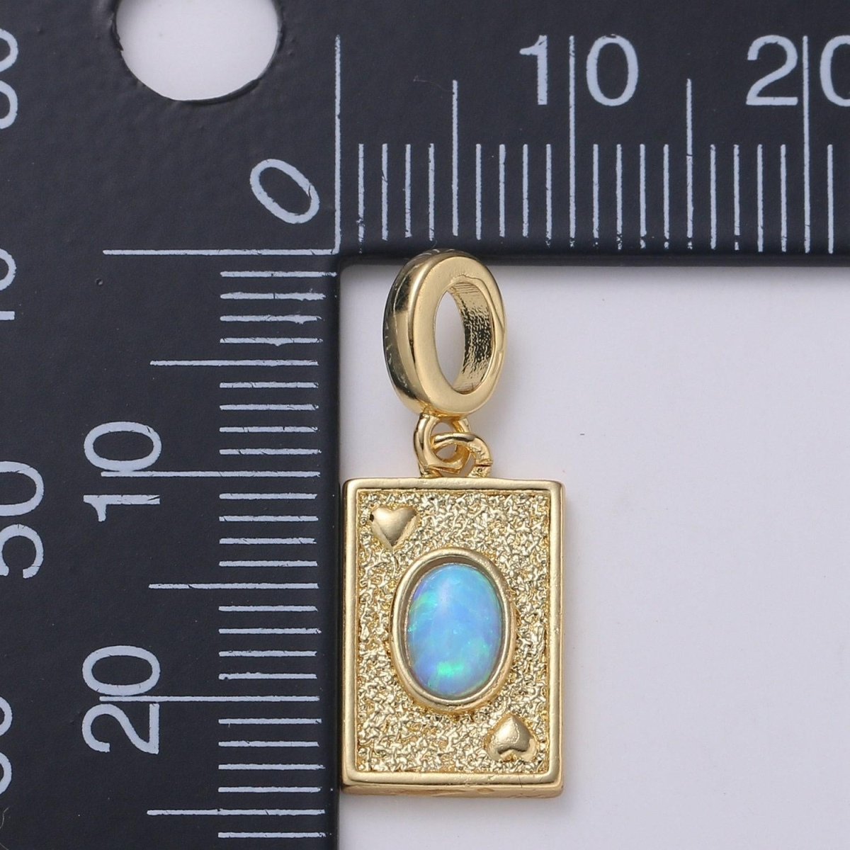 Opal Ace of Hearts Playing Card Pendant, 14K Gold-Filled