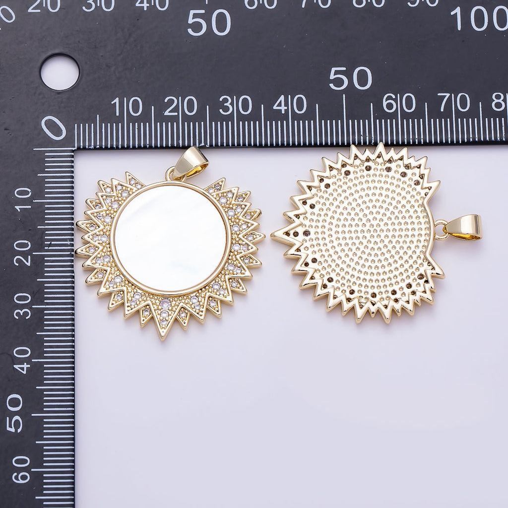 Shell Pearl Celestial Sun Pendant, 16K Gold-Filled