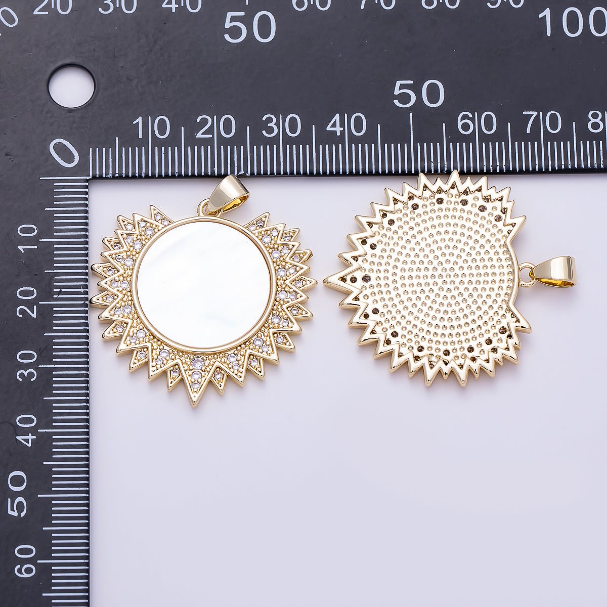 Shell Pearl Celestial Sun Pendant, 16K Gold-Filled