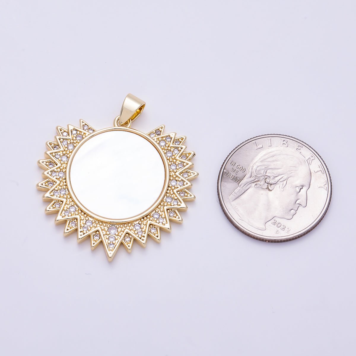 Shell Pearl Celestial Sun Pendant, 16K Gold-Filled