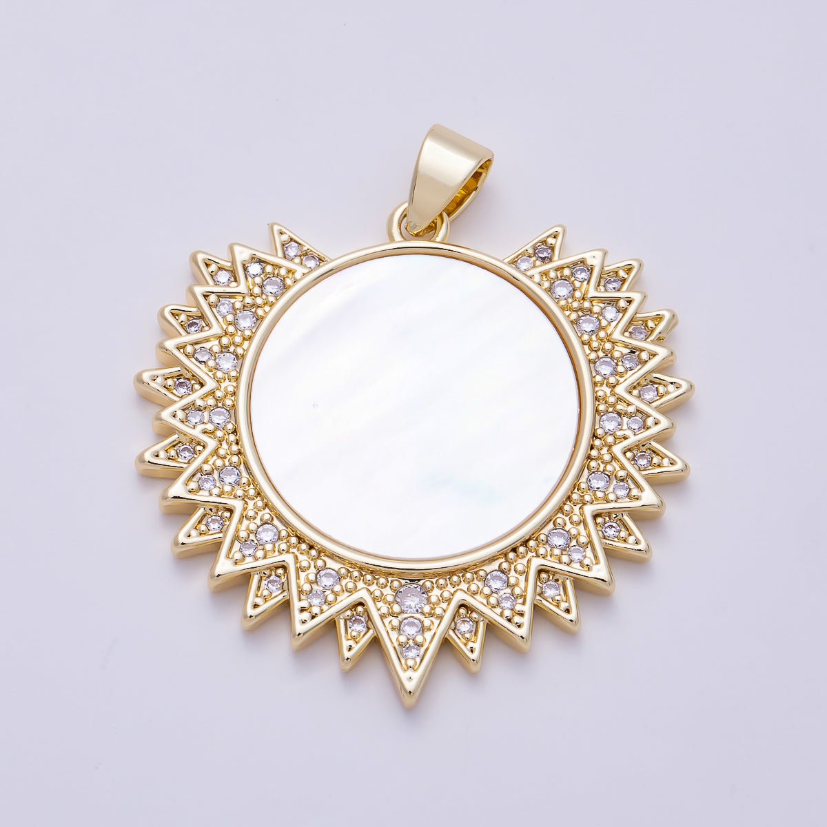 Shell Pearl Celestial Sun Pendant, 16K Gold-Filled