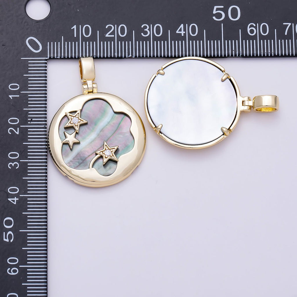 Black Shell Pearl Celestial Star Pendant, 16K Gold-Filled
