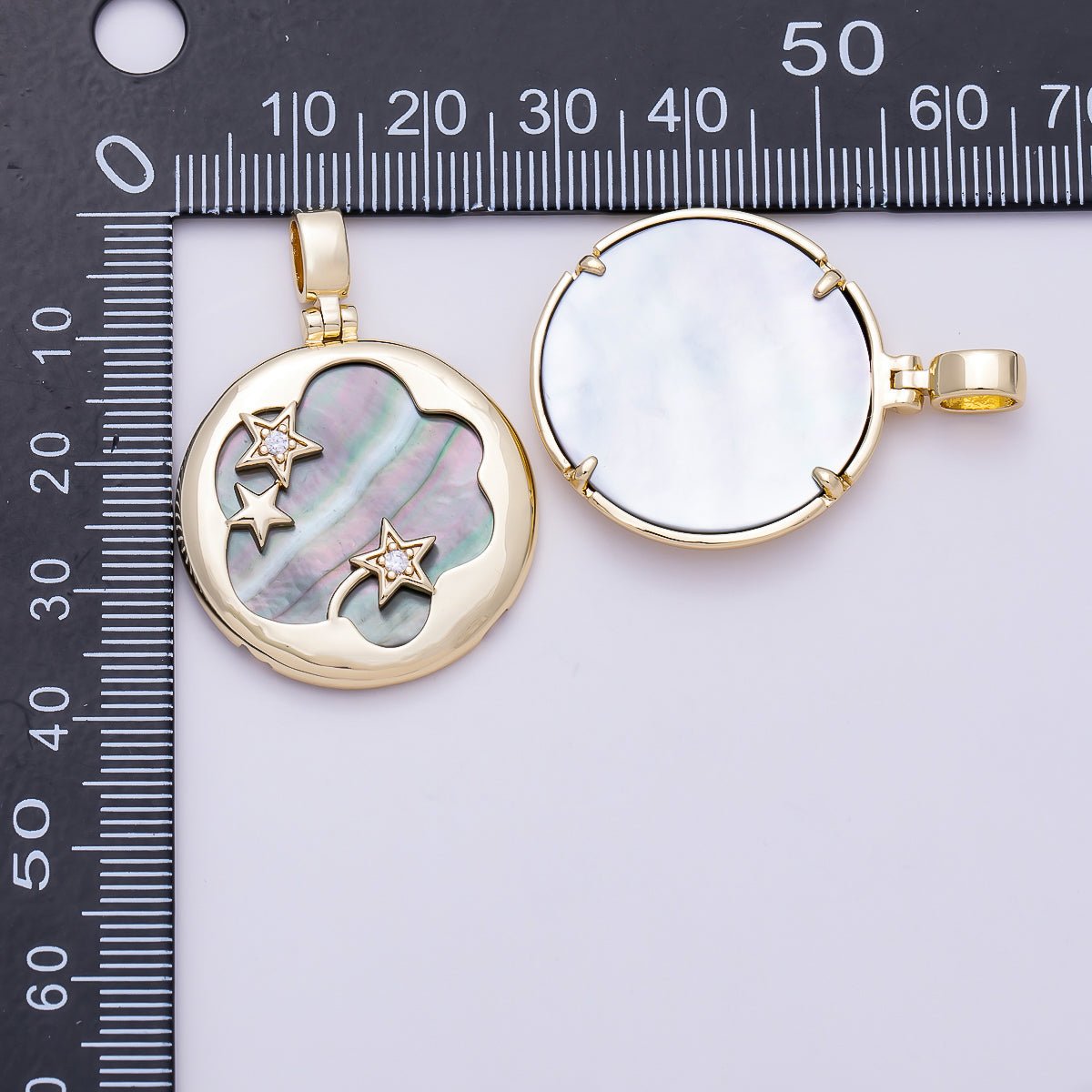 Black Shell Pearl Celestial Star Pendant, 16K Gold-Filled