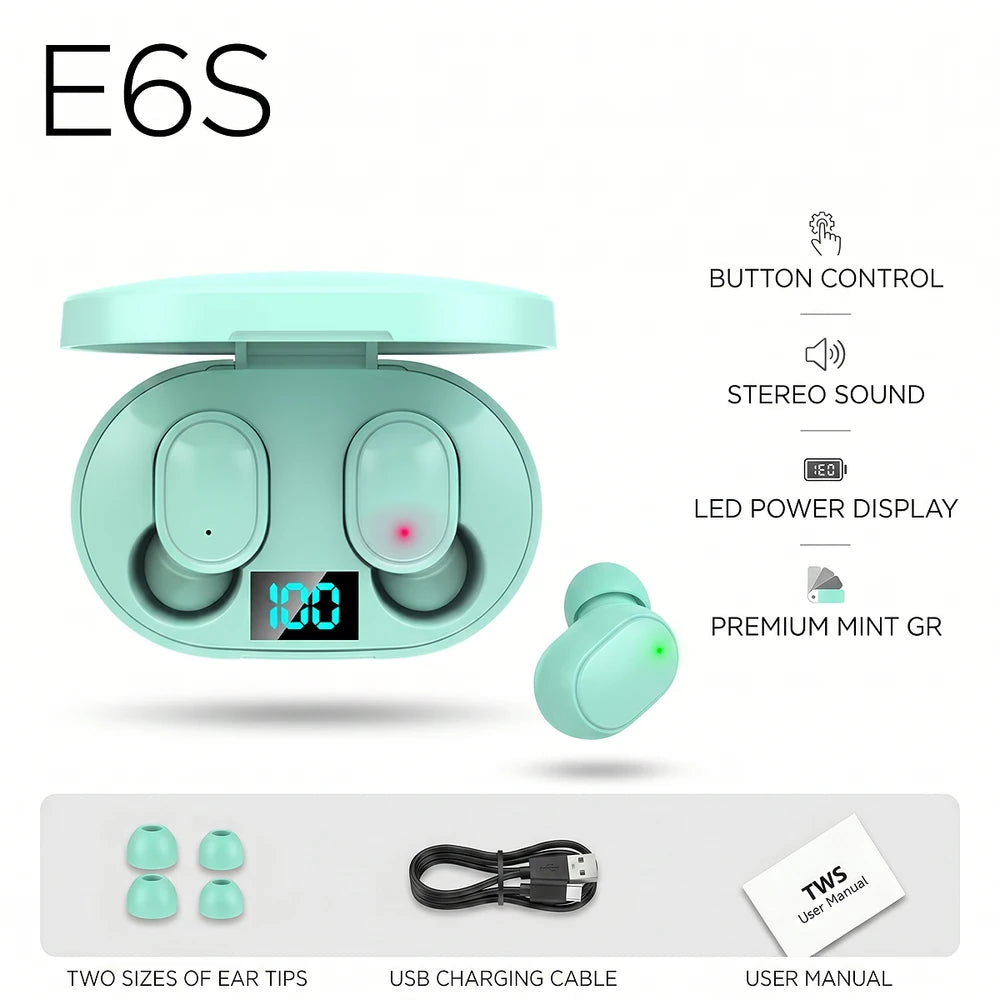 E6S Wireless Earbuds Digital Display
