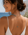 Turquoise Floating Lariat Necklace, 18K Gold-Filled, 19"