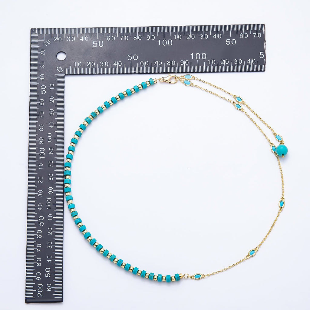 Turquoise Floating Lariat Necklace, 18K Gold-Filled, 19"