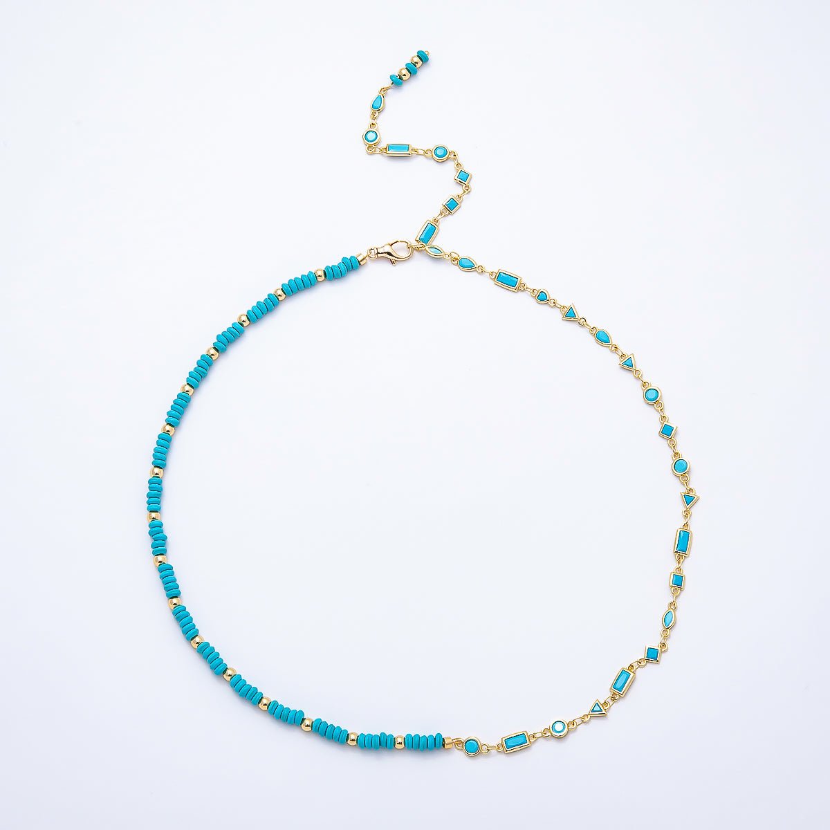 Multi-Cut Turquoise Lariat Necklace, 18K Gold-Filled, 19"