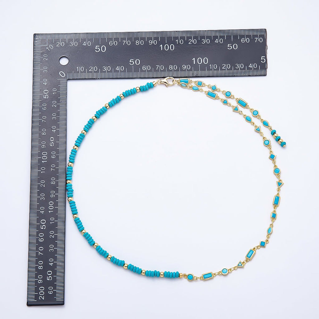 Multi-Cut Turquoise Lariat Necklace, 18K Gold-Filled, 19"