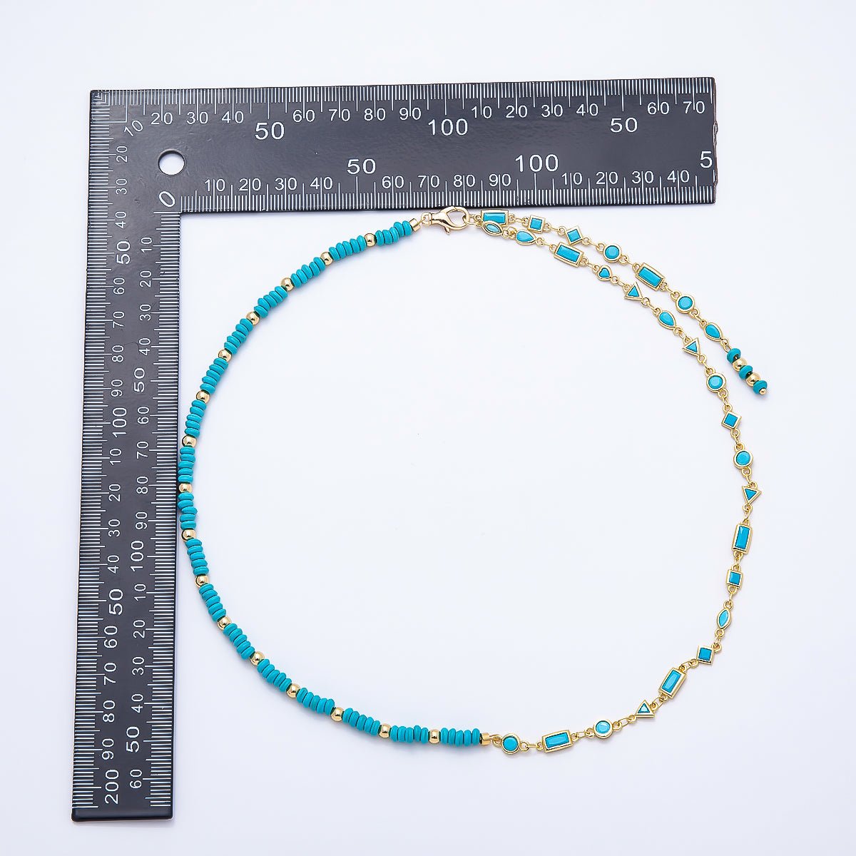 Multi-Cut Turquoise Lariat Necklace, 18K Gold-Filled, 19"