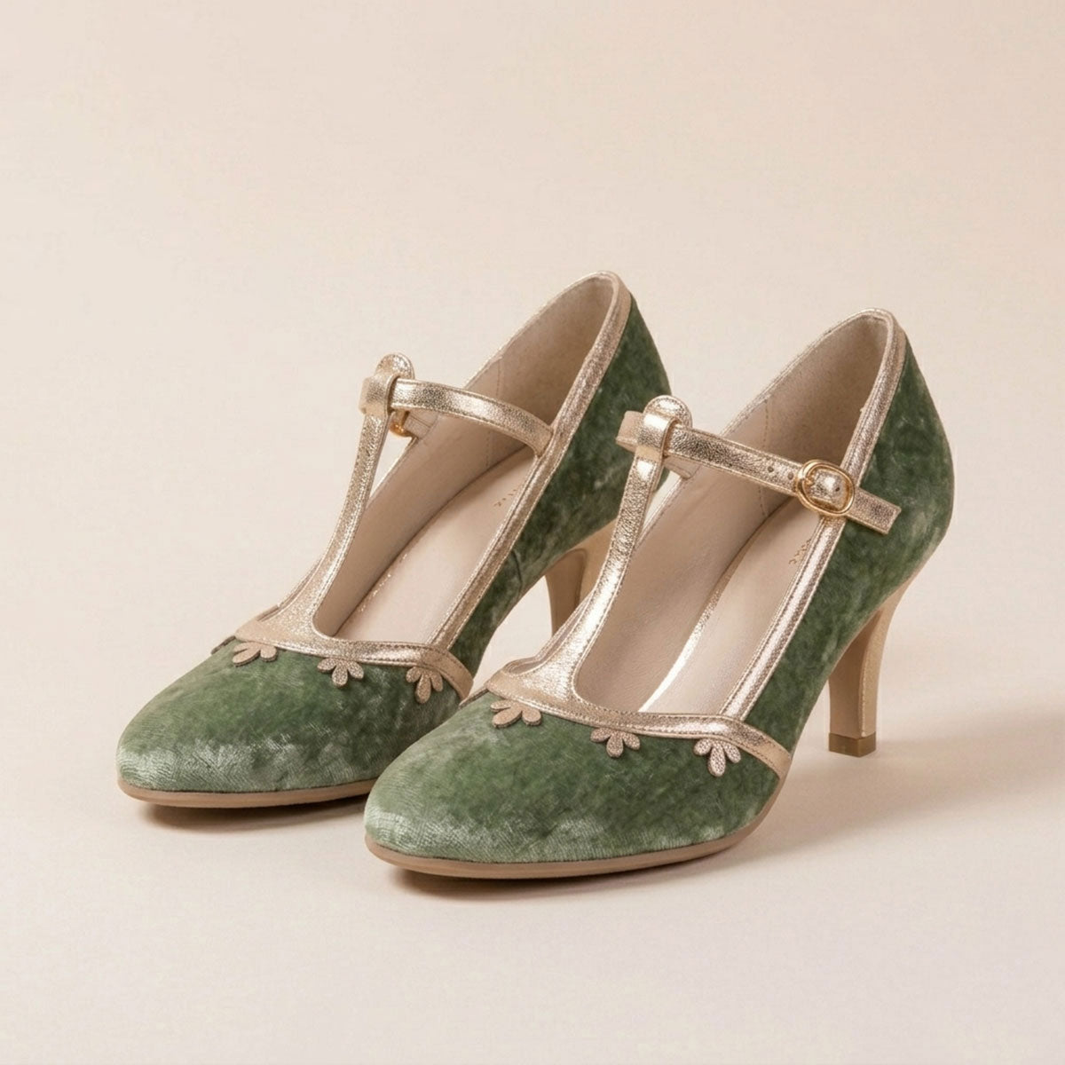 Women's Velvet Platform Heels | Petal T-Strap Stiletto Party Shoes