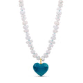 Ocean Blue Heart Pendant Necklace - Murano Glass Heart Necklace