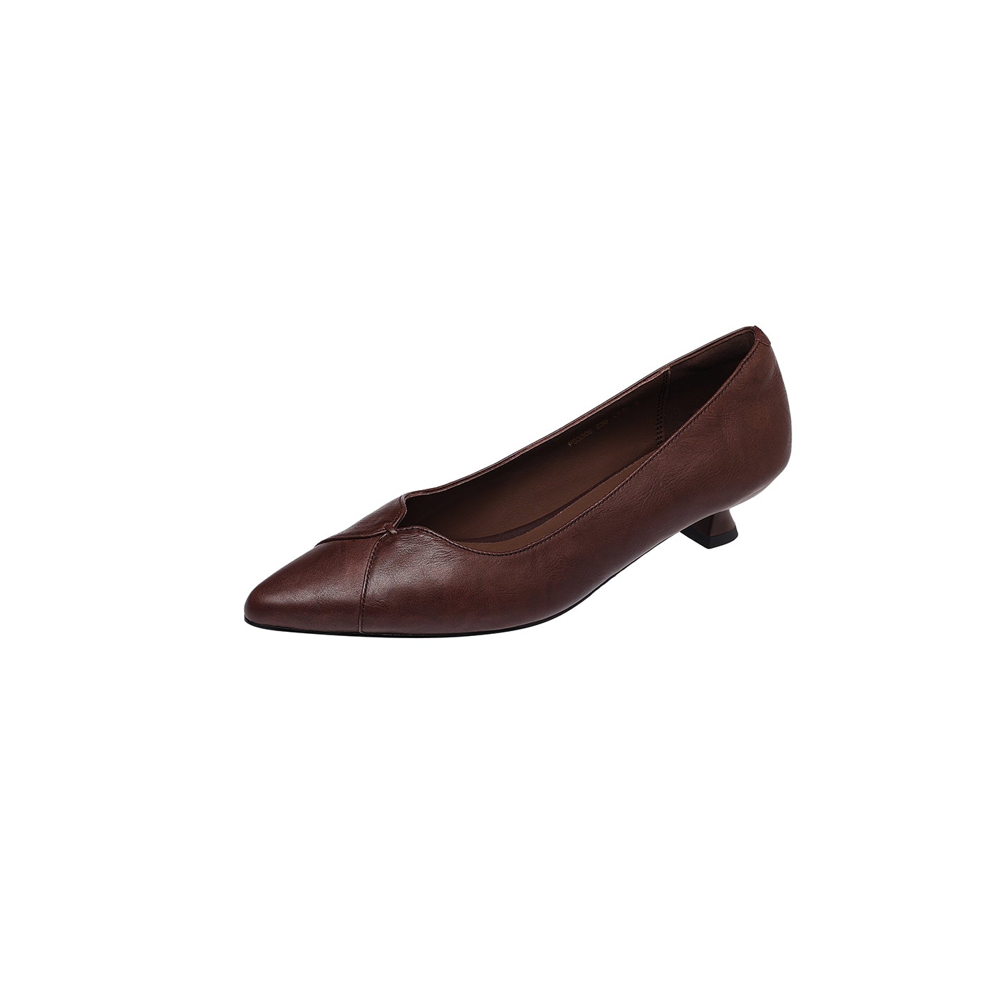 Women's Washed Cowhide Kitten Heel Pumps | Pointed Toe Leather Dress Shoes