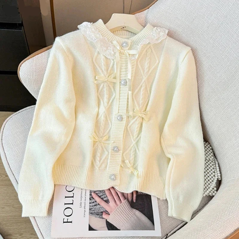 Cute Lace Collar Pastel Cardigans
