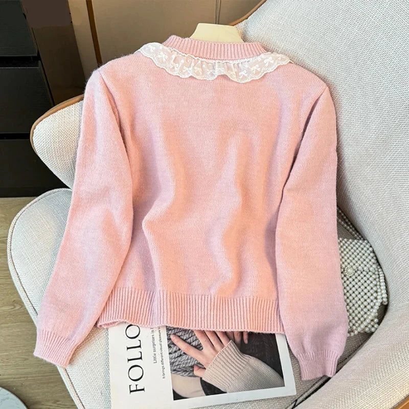 Cute Lace Collar Pastel Cardigans