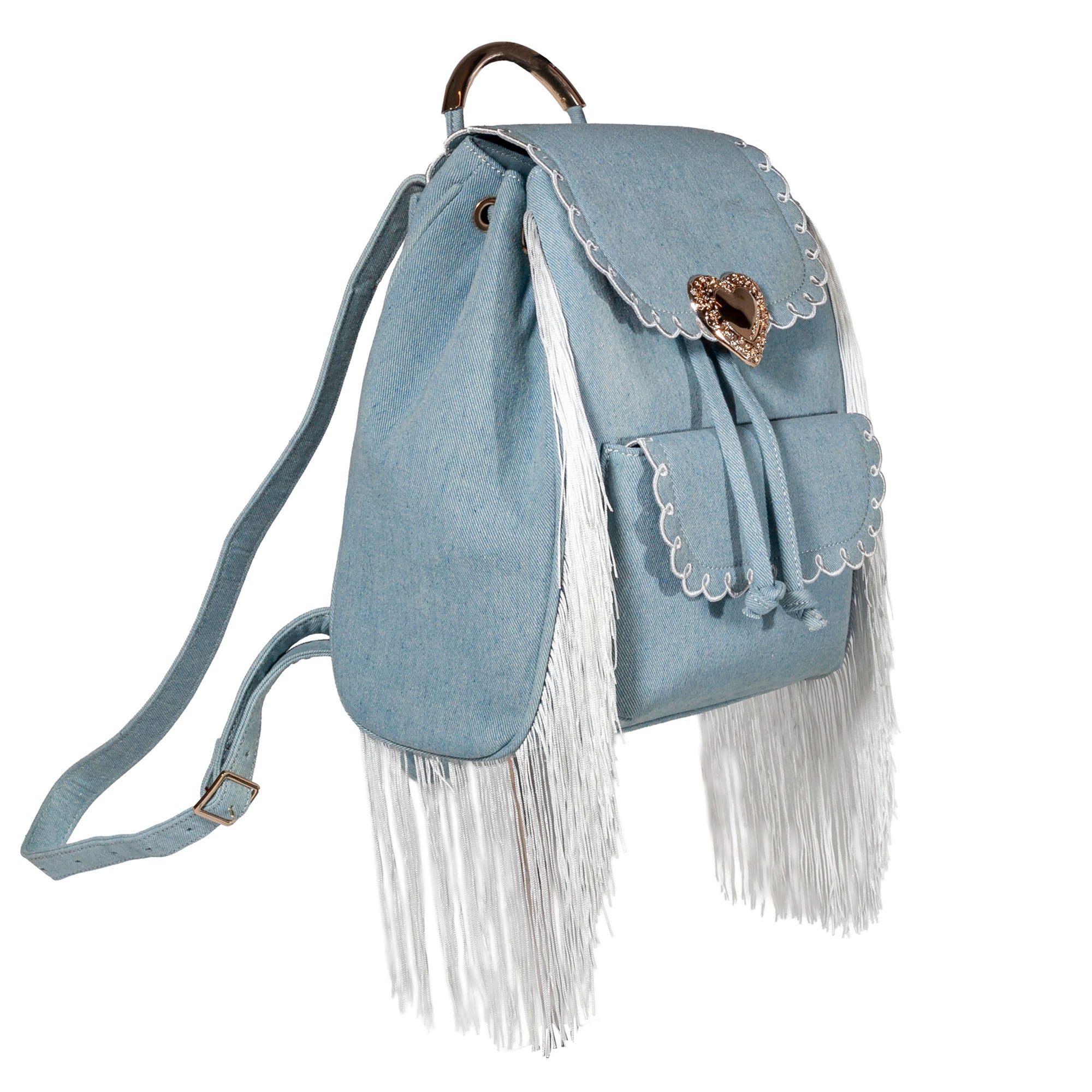 Seaside Sweetheart Fringe Backpack Denim