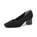 Women's Chunky Heel Square Toe Slip-On High Heels | Flyknit Upper | Multiple Colors