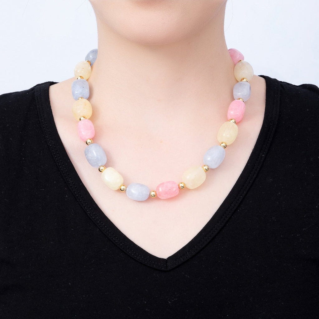 Pastel Agate Charm Holder Necklace, 20"