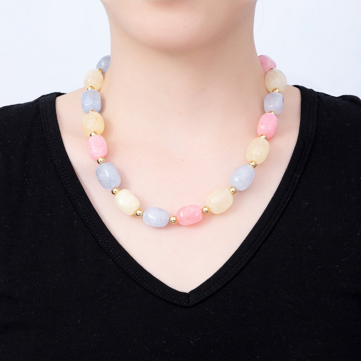 Pastel Agate Charm Holder Necklace, 20"