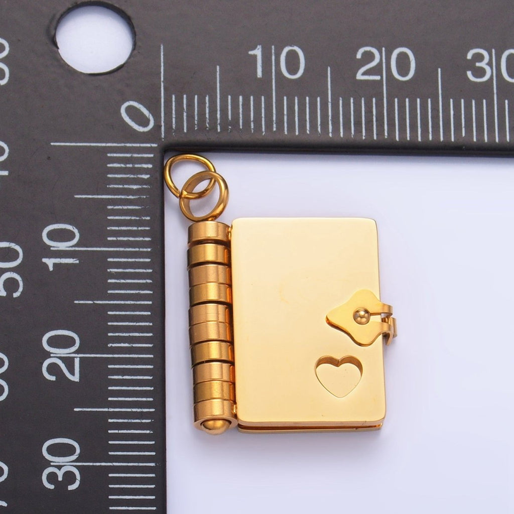 Mini Journal Charm, Stainless Steel