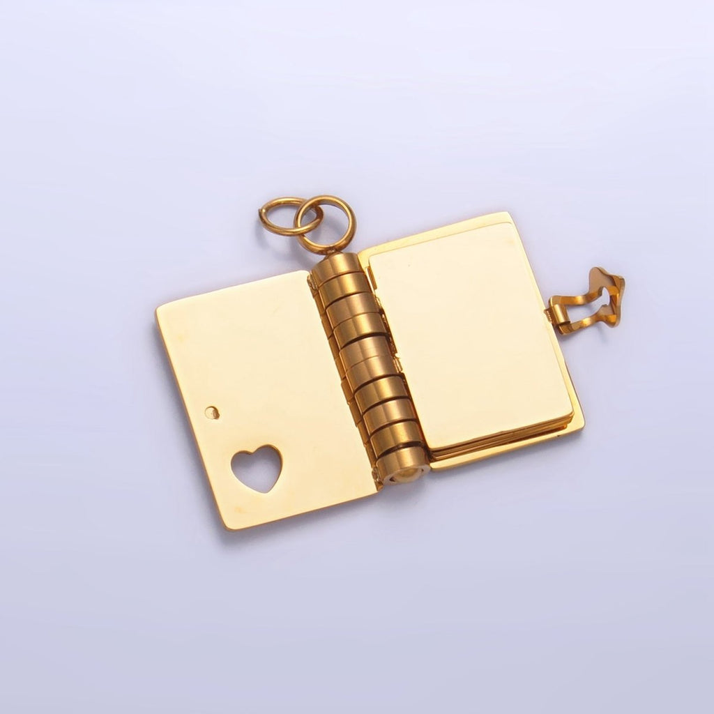 Mini Journal Charm, Stainless Steel