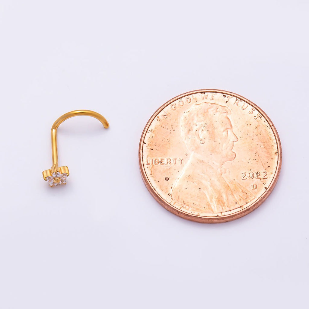 Titanium CZ Flower Nose Stud