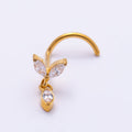 Titanium CZ Leaf Nose Stud