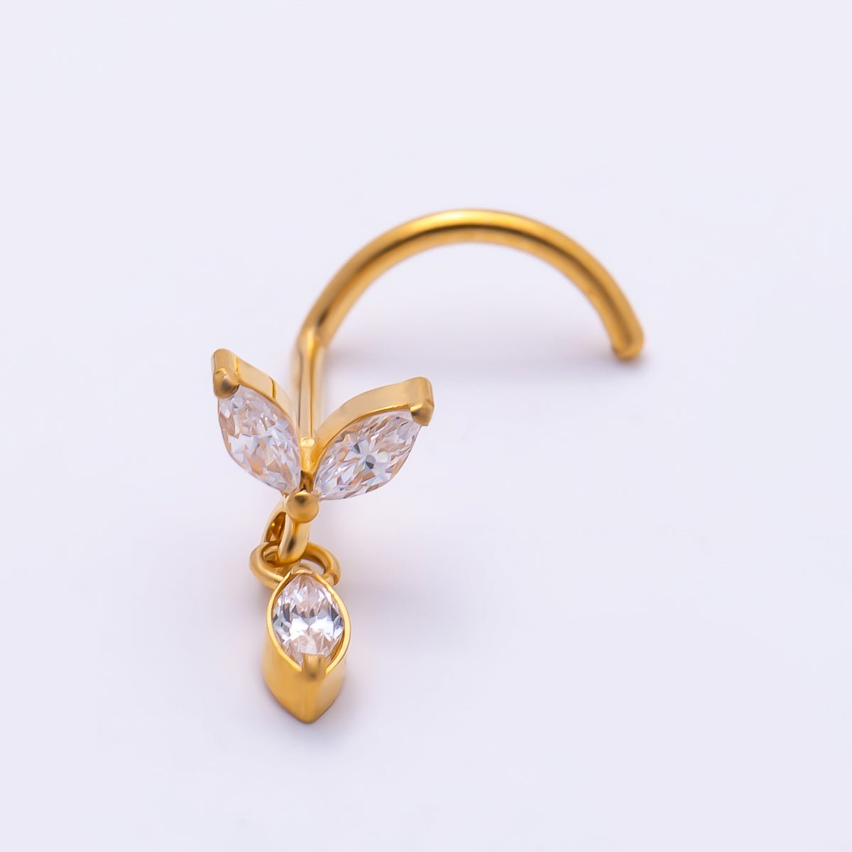 Titanium CZ Leaf Nose Stud