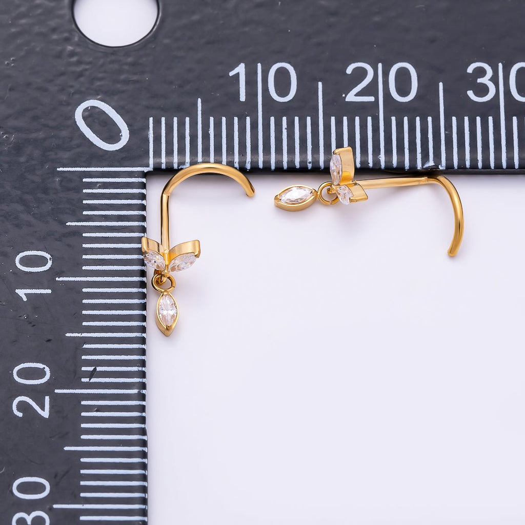 Titanium CZ Leaf Nose Stud