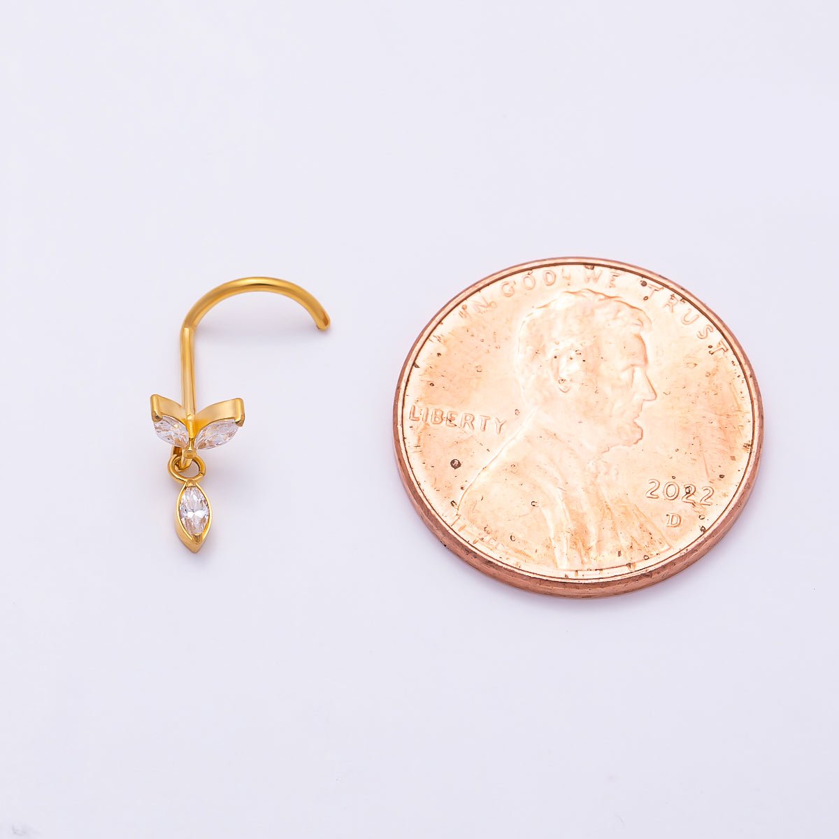 Titanium CZ Leaf Nose Stud