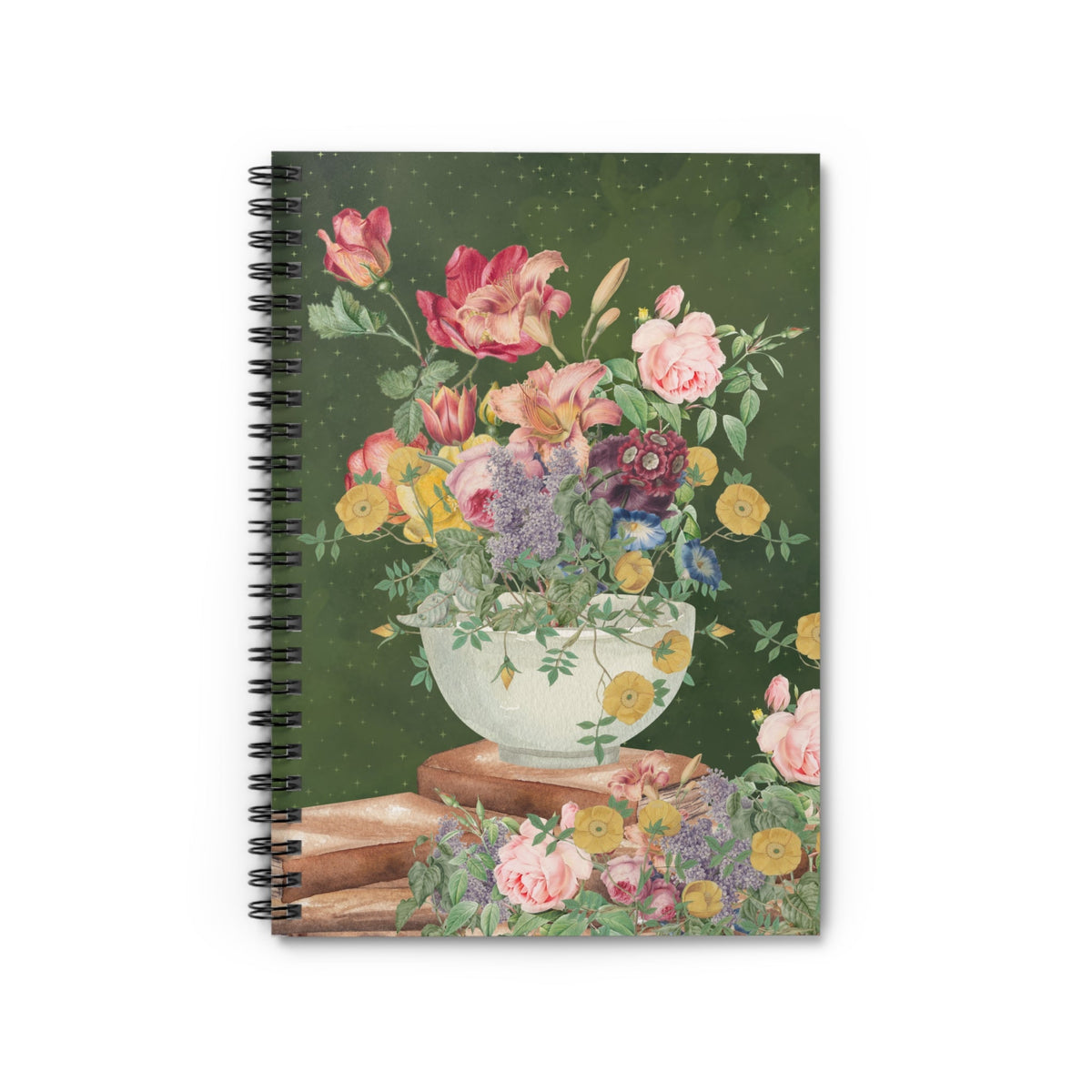 Vintage Botanical Collage Notebook with Mystical Stars